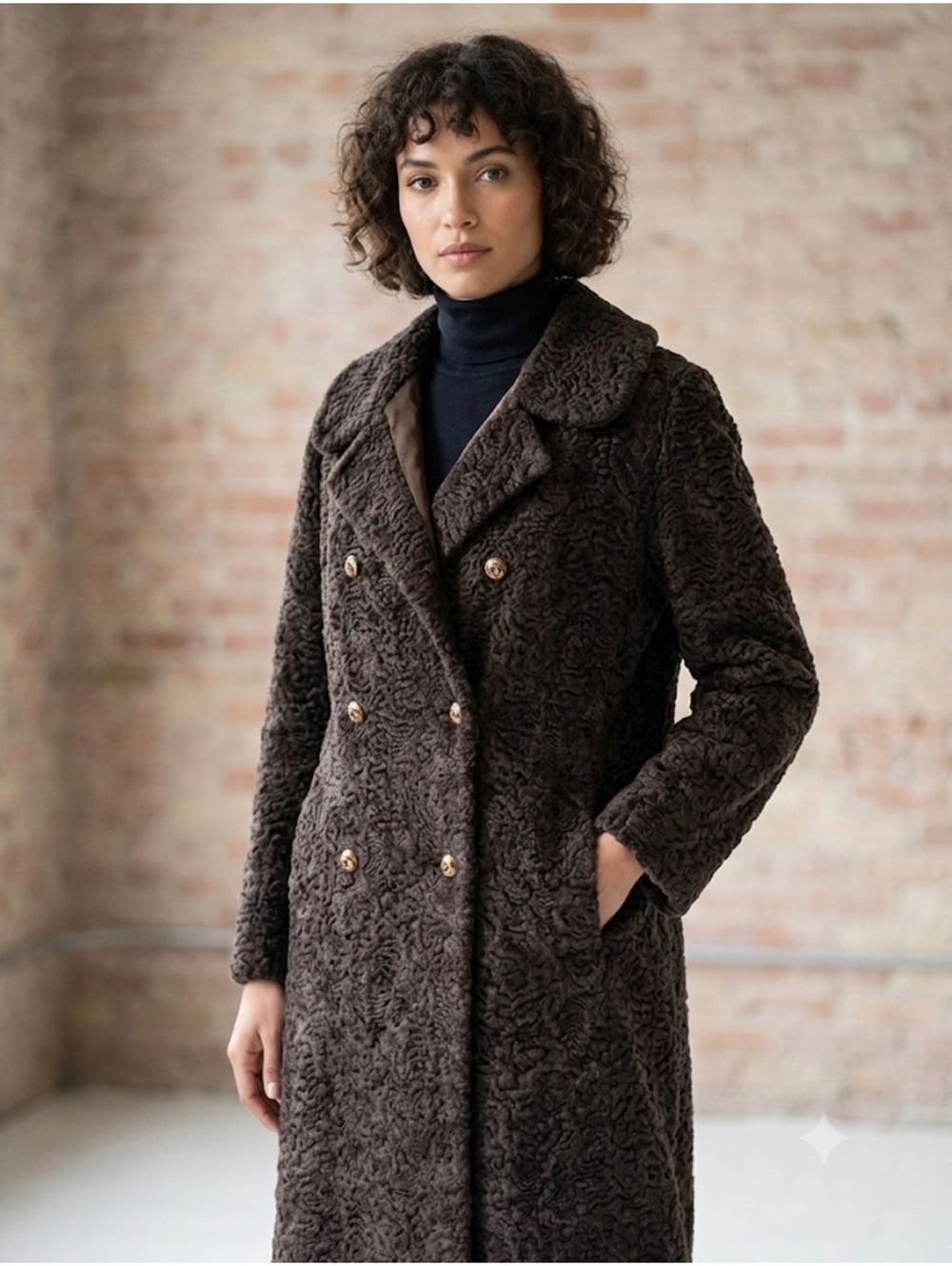 Vintage 60s Bagdad by Fairmoor Faux Persian Lamb Swakara Coat Brown M/L Mob Wife